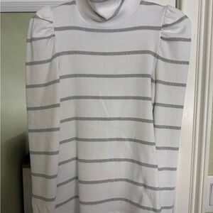 NWT White and silver Zimmermann puff sleeve turtle neck.